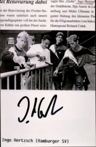Zeitungsausschnitt Fußballer Ingo Hertzsch, Hamburger SV, Autogramm