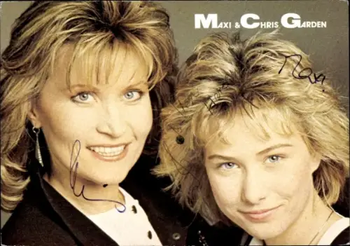 Autogrammkarte Sängerinnen Duo Maxi Und Chris Garden, Portrait, Autogramm