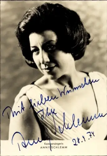 Foto Opernsängerin Anny Schlemm, Portrait, Autogramm