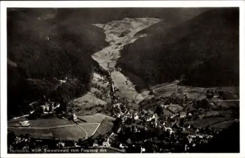 Ak Bad Herrenalb im Schwarzwald, Luftaufnahme von  Schwarzwald, Landschaft, Flugzeugansicht