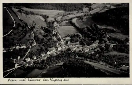 Ak Weizen Stühlingen im Schwarzwald, Luftaufnahme eines Dorfes,  südlich von Schwarzwald, vom Flu