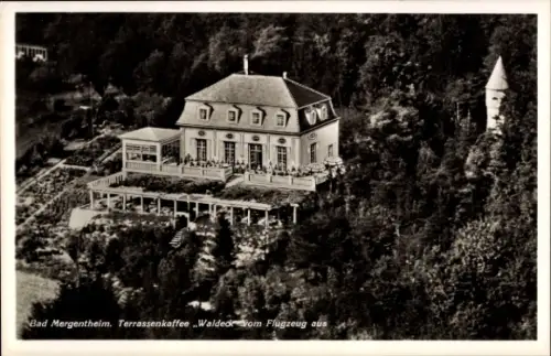 Ak Bad Mergentheim in Tauberfranken,  Terrassenkaffee Waldeck, Luftaufnahme