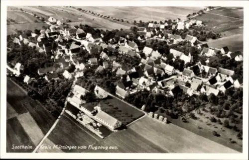 Ak Sontheim (Kreis Münsingen) Heroldstatt in der Schwäbischen Alb, Luftaufnahme von  Kreis Münsin