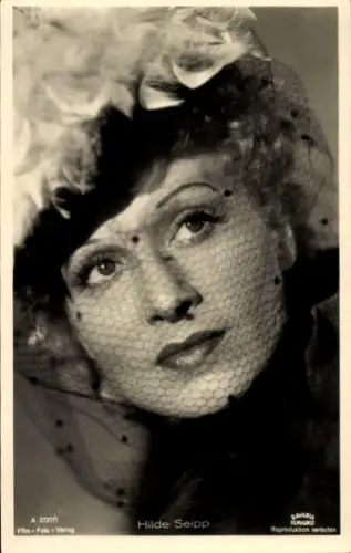 Ak Schauspielerin Hilde Seipp, Portrait, Hut mit Schleier