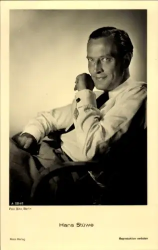 Ak Schauspieler Hans Stüwe, Portrait, Ross Verlag A 3314/1, Autogramm