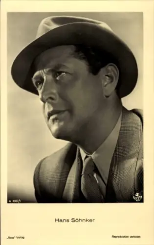 Ak Schauspieler Hans Söhnker, Portrait mit Hut