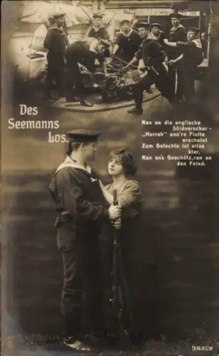 Ak Seemanns Los, Soldatenliebe, Liebespaar