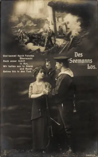 Ak Seemanns Los, Soldatenliebe, Liebespaar