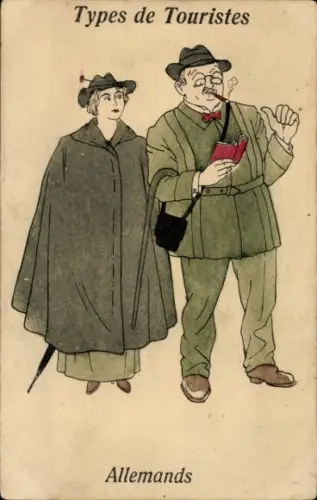 Ak Deutsche Touristen, Ehepaar, Rauchender Mann