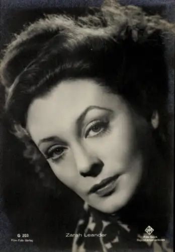 Ak Schauspielerin Zarah Leander, Portrait, Film Foto Verlag G 203