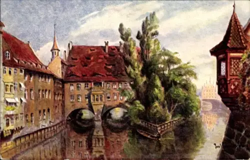 Künstler Ak Sollmann, Paul, Nürnberg, Museumsbrücke