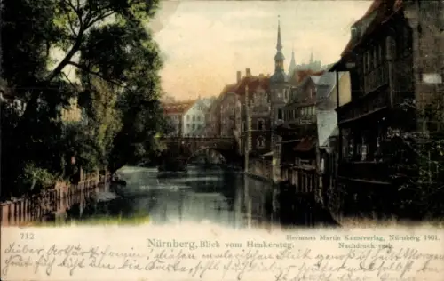 Ak Nürnberg in Mittelfranken, Blick vom Henkersteg
