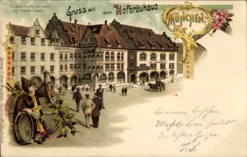 Litho München Bayern, Das Hofbräuhaus in seiner neuen Gestalt, Münchener Kindl