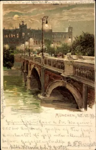 Litho München, Maximilianeum, Brücke