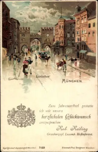 Künstler Ak München, Karlstor, Korrespondenz Rob. Reihing