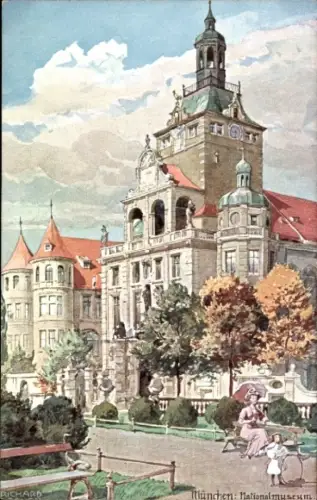 Künstler Ak Wagner, Richard, München, Nationalmuseum, Außenansicht, Dame
