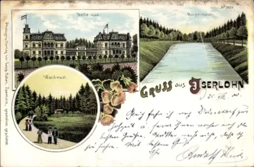 Litho Iserlohn im Märkischen Kreis, Belle vue, Rupenteich, Waldrast