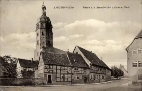 Ak Sangerhausen am Harz,  Jacobikirche, Unterer Markt,  Gebäude