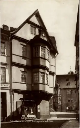 Ak Sangerhausen am Südharz,  Ecke Kermarkt, Amtsgerichts-Erker,  Architektur
