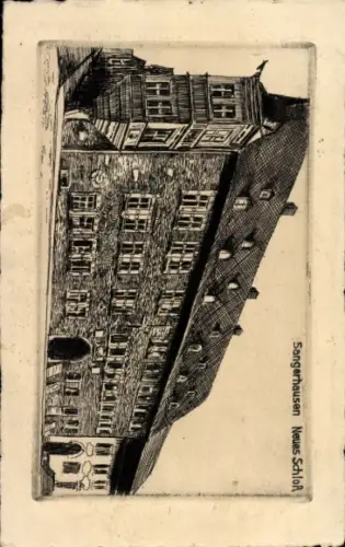 Ak Sangerhausen am Harz, Zeichnung eines Gebäudes, Beschriftung 'Sangerhausen Neues Schloß'