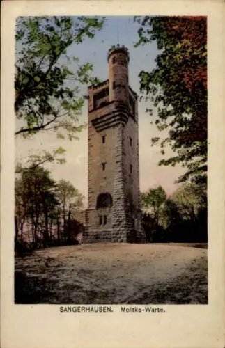 Ak Sangerhausen am Harz, Moltke-Warte,  Baumgruppe, farbige 