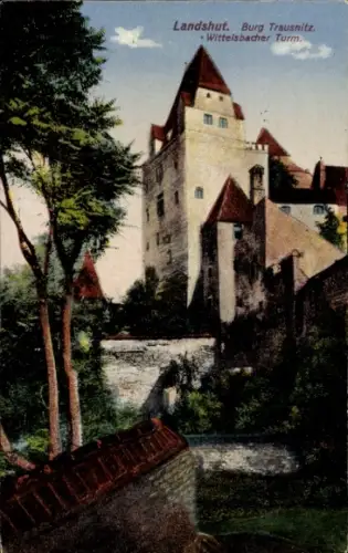 Ak Landshut in Niederbayern, Burg Trausnitz, Wittelsbacher Turm, Landshut