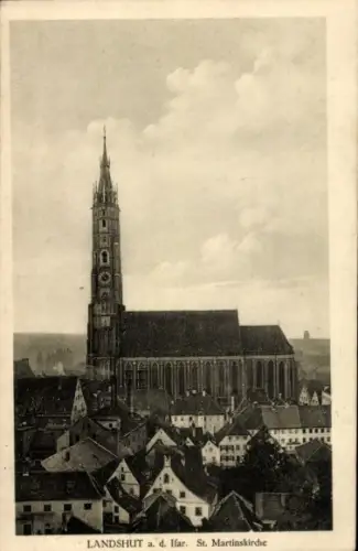 Ak Landshut in Niederbayern, St. Martinskirche,   , schwarz-weiß