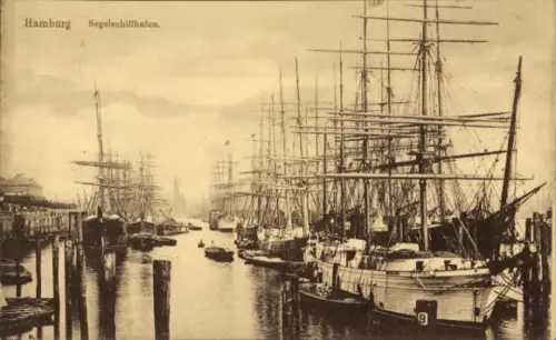 Ak Hamburg, Segelschiffhafen