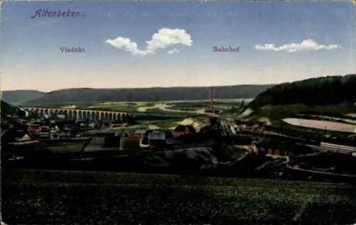 Ak Altenbeken in Westfalen, Gesamtansicht, Viadukt, Bahnhof