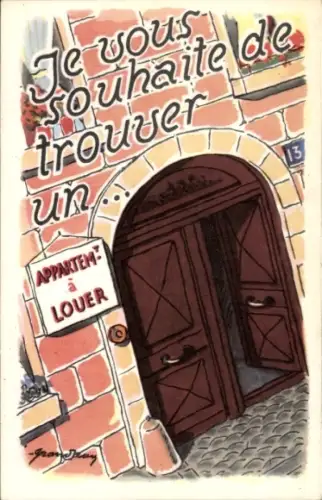 Künstler Ak Gebäude, Eingangstür, Appartment