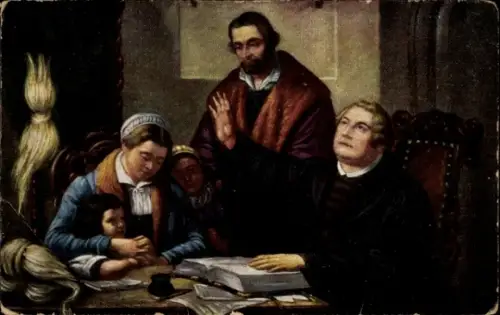 Künstler Ak Oenicke, C., Dr. Martin Luthers Hausandacht