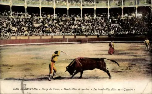 Ak San Sebastián, Plaza de Toros, Banderillas al cuarteo