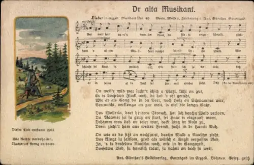 Lied Ak Günther, Anton, Erzgebirgische Mundart Nr. 49, Dr alta Musikant