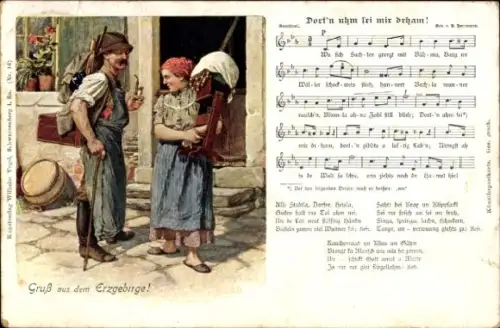 Lied Ak Dort'n uhm sei mr drham, Wilhelm Vogel, Erzgebirgische Mundart