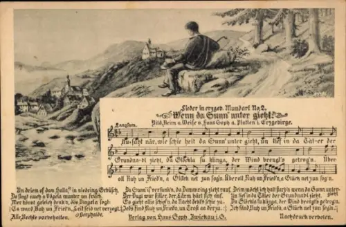 Lied Ak Wenn da Sunn' unter gieht, erzgebirgische Mundart, Hans Soph