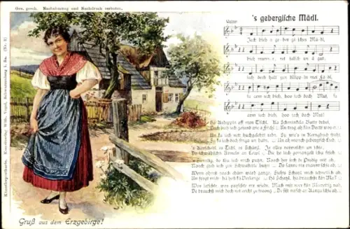 Lied Ak Vogel, Wilhelm, 's gebergliche Mädl, Erzgebirge