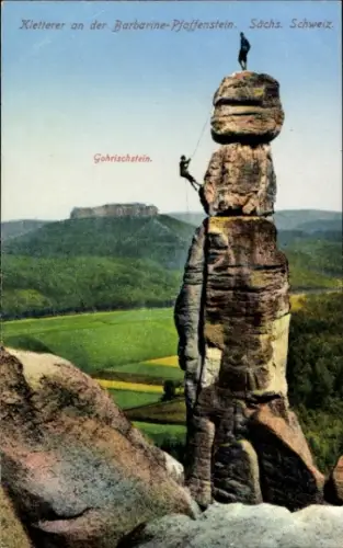 Ak Sächsische Schweiz, Kletterer,Barbarine,Pfaffenstein