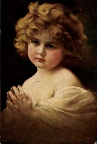 Ak Abendgebet, Mädchen-Porträt