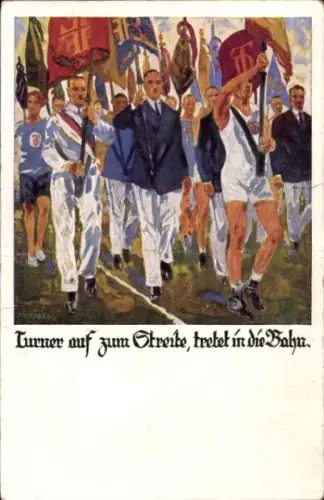 Künstler Ak Amtsberg, Otto, Turner auf zum Streite, tretet in die Bahn