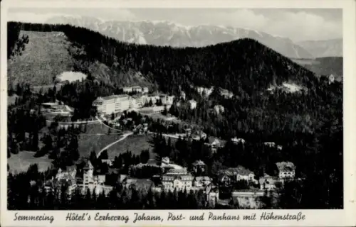 Ak Semmering in Niederösterreich, Hotel's Eczherzog Johann, Post- und Panhans mit Höhenstraße