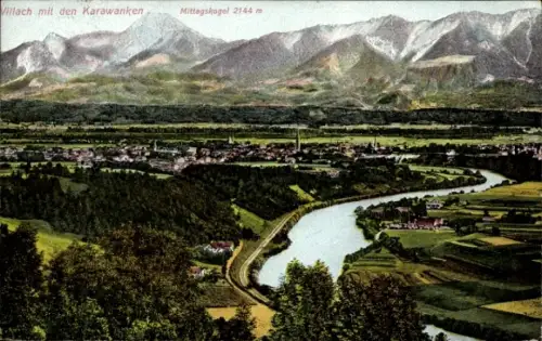 Ak Villach in Kärnten,  Karawanken, Mittagskogel 2144 m, Fluss, Berge