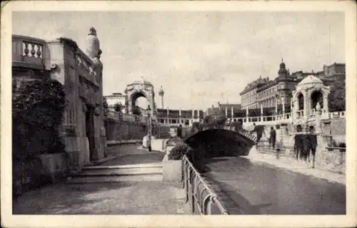 Ak Wien 1 Innere Stadt, Schöne Uferpromenade, Brücke, Gebäude, Fluss