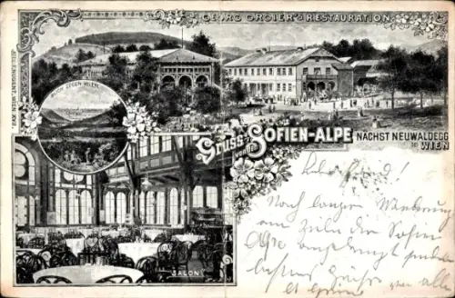 Ak Wien 14. Penzing Österreich, Restauration Sofienalpe von Georg Groier, Salon