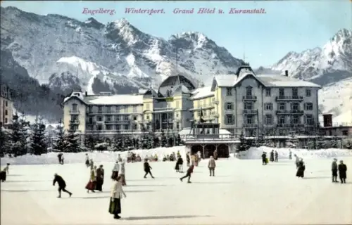 Ak Engelberg Kanton Obwalden Schweiz, Wintersport, Grand Hôtel, Kuranstalt