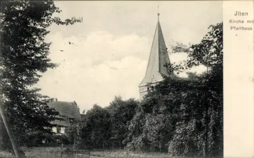 Ak Ilten Sehnde in Niedersachsen, Kirche mit Pfarrhaus