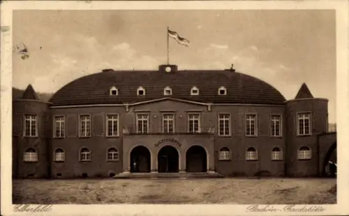 Ak Elberfeld Wuppertal, Stadion-Gaststätte,  Flagge, Text auf der Vorderseite
