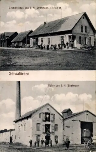 Ak Schwaförden Niedersachsen, Geschäftshaus J. H. Strahmann, Mühle J. H. Strahmann