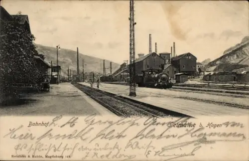 Ak Letmathe Iserlohn im Märkischen Kreis, Bahnhof, Gleisseite, Dampflokomotive