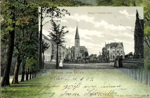 Passepartout Ak Eller Düsseldorf am Rhein, Kaiser Wilhelm Platz, Kirche