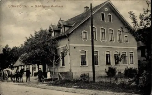 Ak Schwaförden in Niedersachsen, Schättgen's Gasthaus, Fuhrwerk